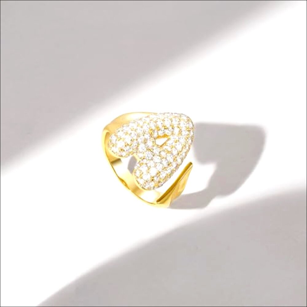 14k Gold Plated Adjustable Statement Ring With Pa… - image 6